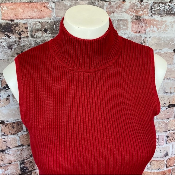 Dana Buchman Sleeveless Top Ribbed Red Sz Small - Picture 7 of 8
